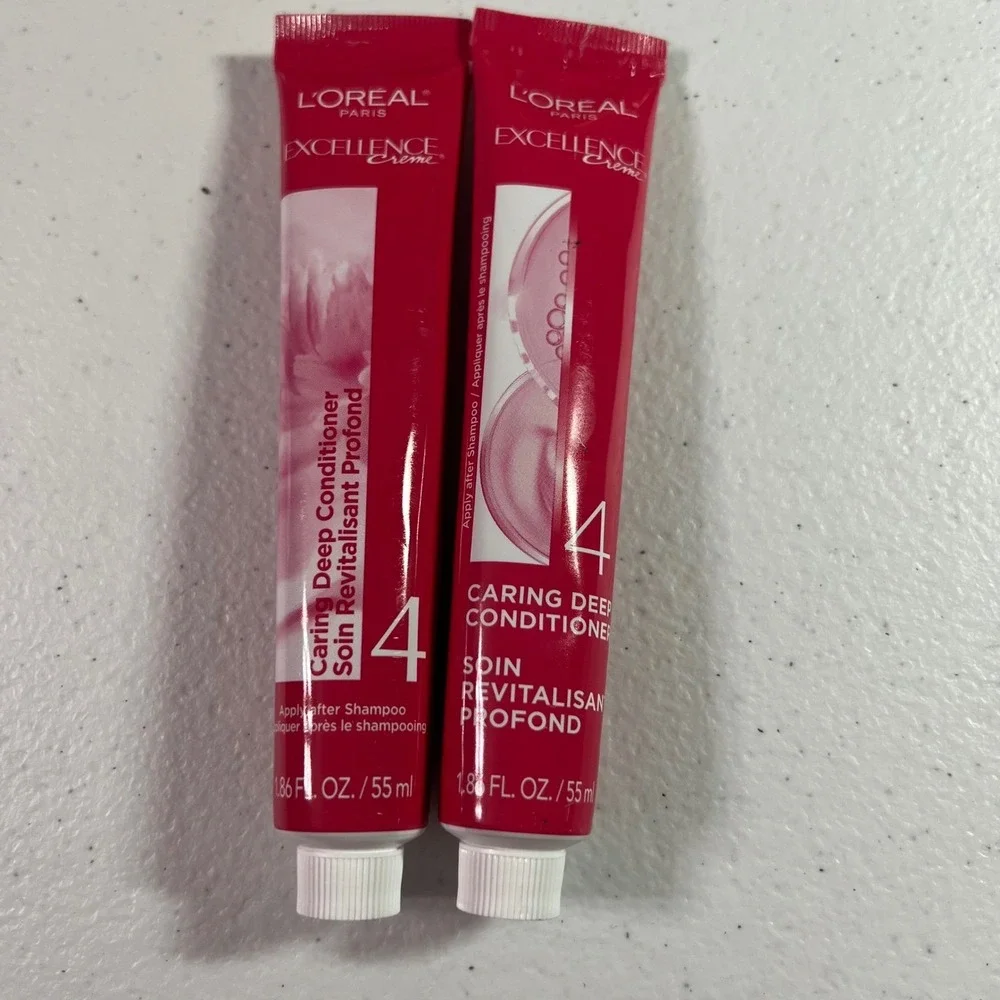 Lot of 2 L'Oreal Excellence Creme 4 Caring Deep Conditioner Tubes 1.86 oz